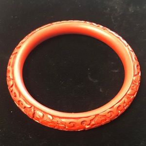 Cinnabar carved bangle bracelet